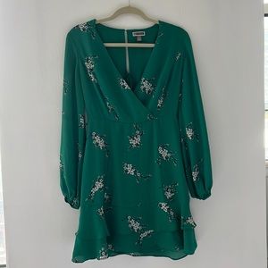 Green, floral cocktail dress